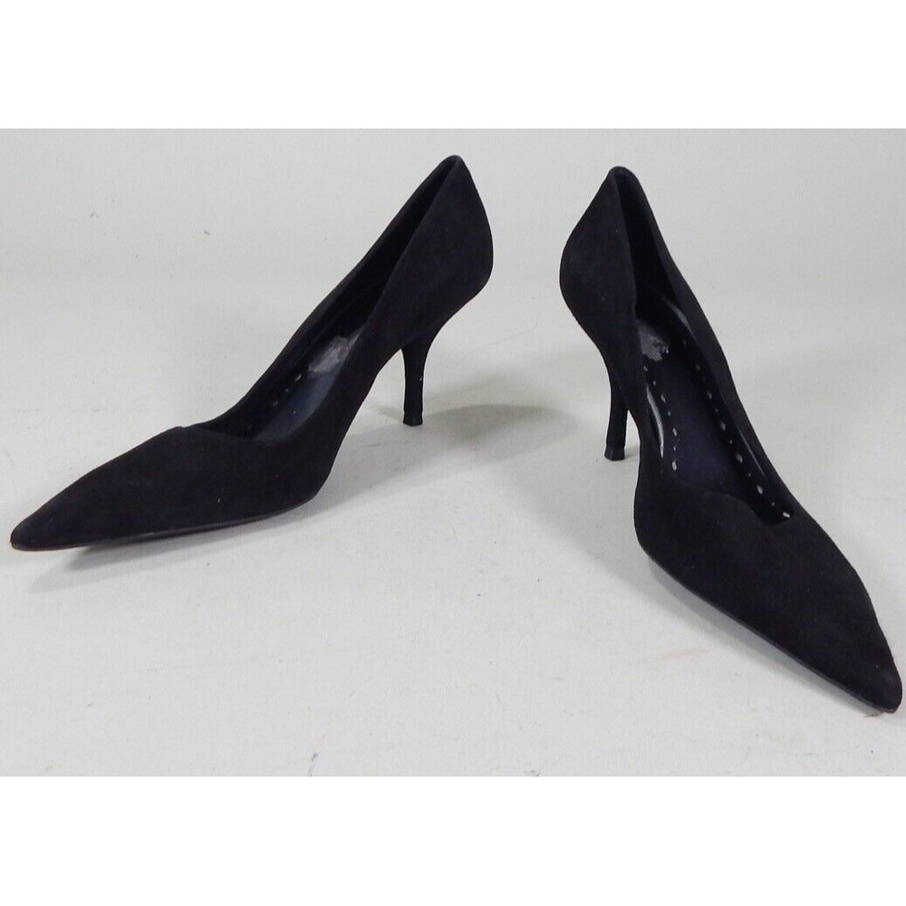 BCBG Girls Heels Black Suede Pointed Toe Size 8 1/2 B